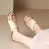 2025 Женские современные тапочки Модные с квадратным носком На круглом каблуке Шлепанцы Женские Роскошные кожаные сандалии Дизайн С перемычкой между пальцами Шлепанцы