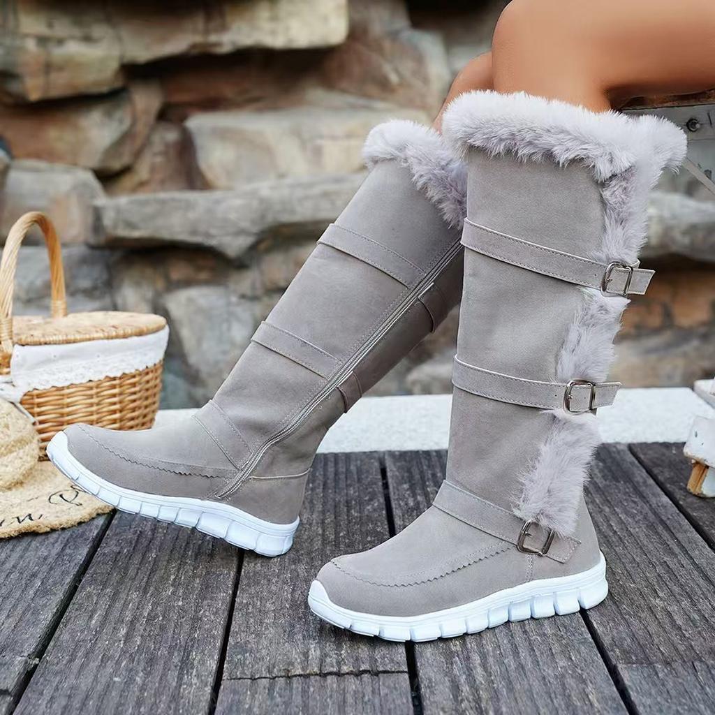 Winter Women Fur Warm Chelsea Snow Boots Casual Shoes New Short Plush Suede Flats Gladiator High Boots Comfortable Fashion Boots