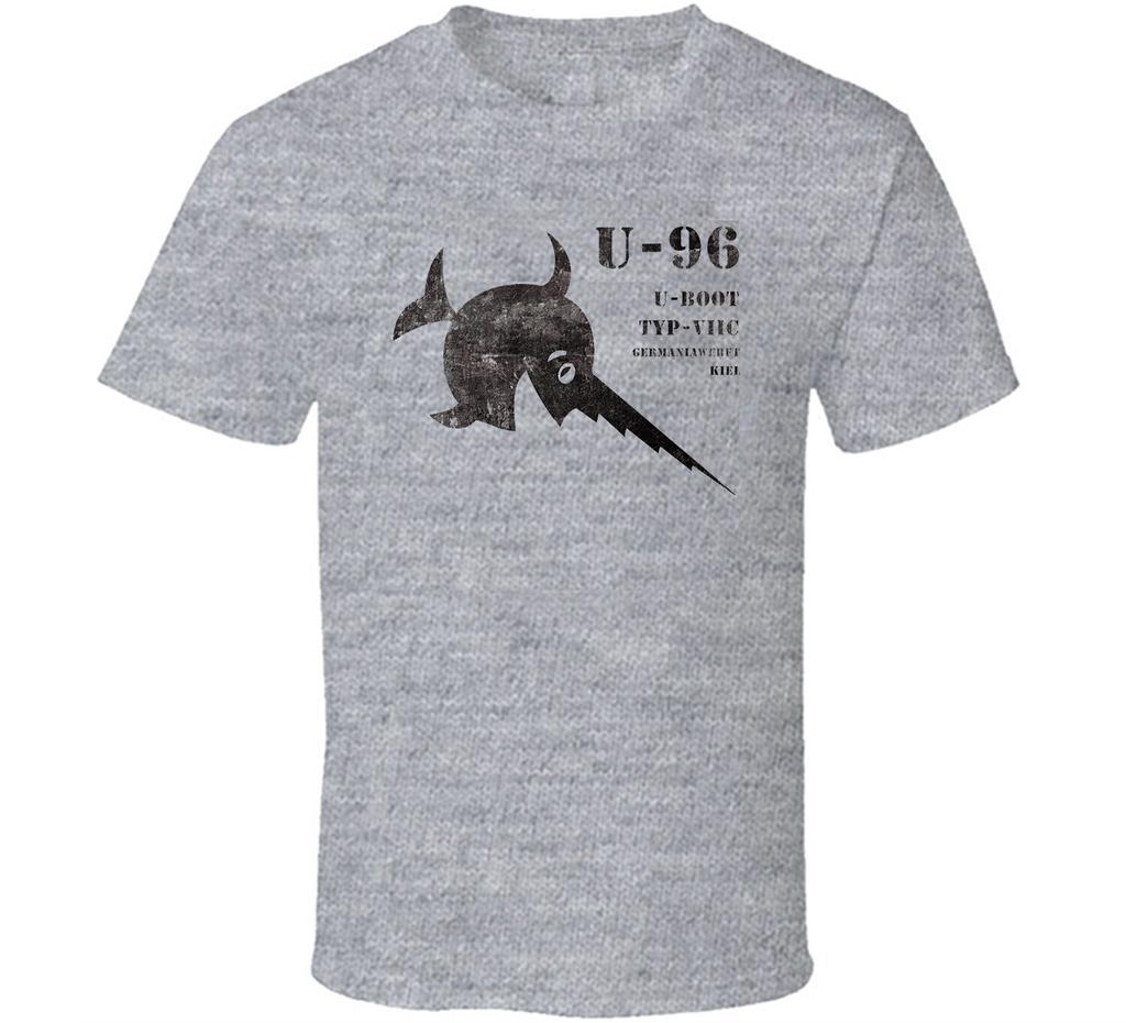 Футболка Подводная лодка WW2 Немецкая U-96 100% хлопок Круглый вырез Короткий рукав Летняя Повседневная Мужская футболка Размер S-3XL