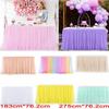 6FT 9FT Birthday Party Table Skirt Decor Hotel Wedding Banquet Tablecloth Solid Color Table Cover Xmas Christmas Decorations