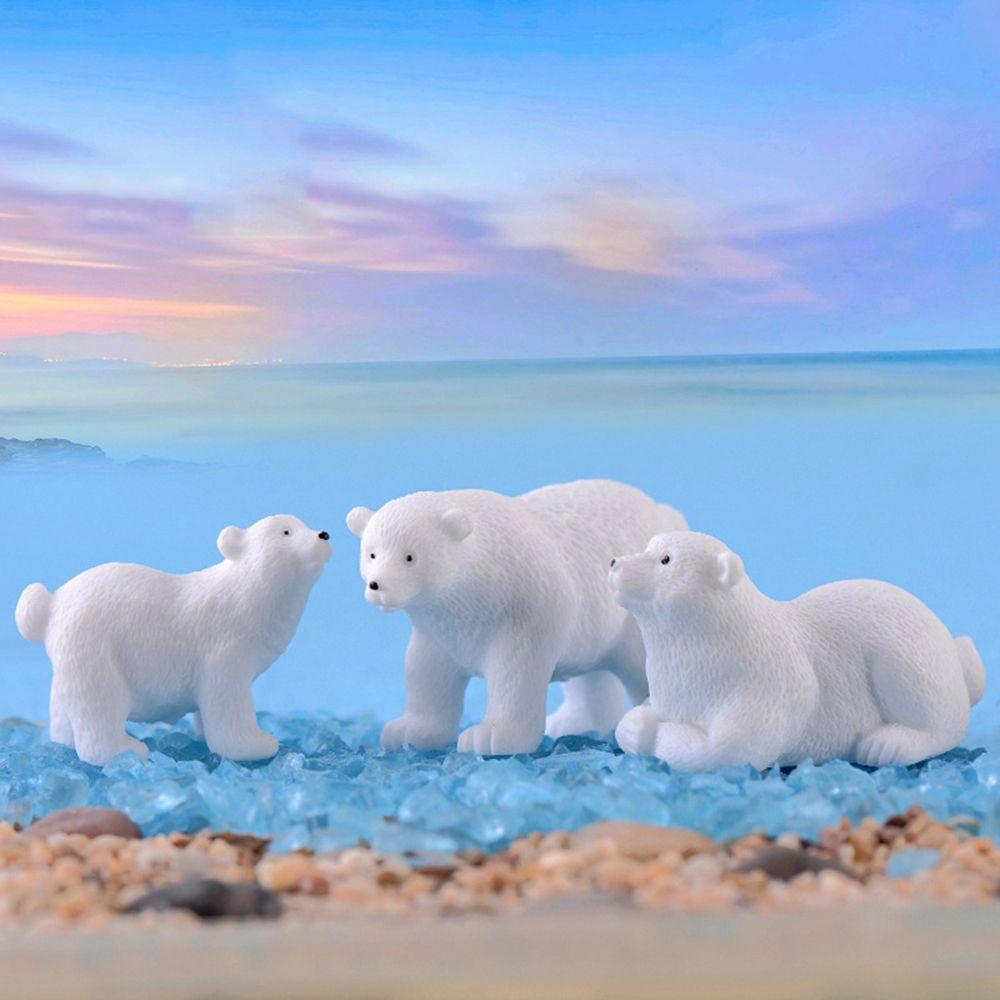 1 PC Mini Fairy Garden Model Animal Polar Bear Figurines Miniatures Simulation White Bear