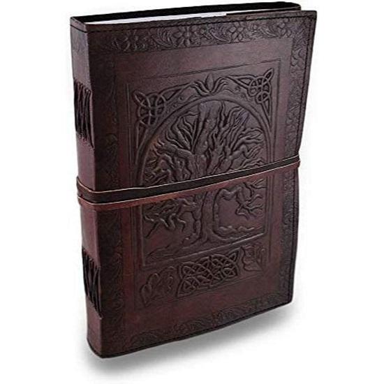 Кожаный журнал, старинный/средневековый кожаный дневник, большой блокнот с тиснением в виде дерева, для ведения кожаного дневника