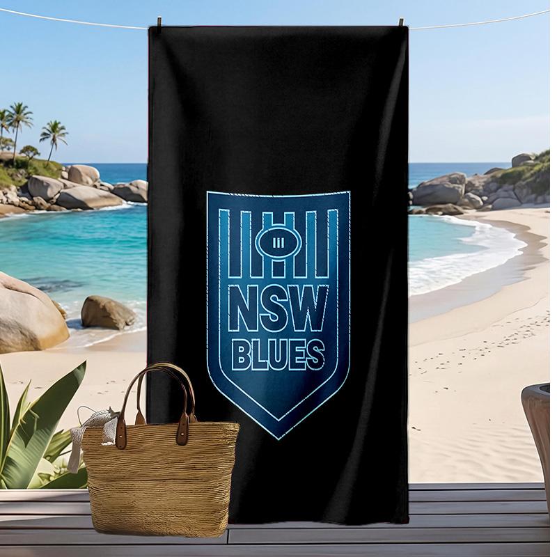 New South Wales Blues Rugby Printed Quick Dry Beach Towel Super Absorbent Soft Lightweight Bath Towel for Pool Summer Travel