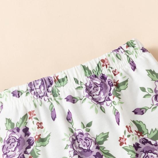 3 шт./компл. Детский костюм из топа и брюк с бантом, повязкой на голову, цветочным принтом, круглым вырезом, длинными рукавами, эластичным поясом и брюками, наряд для различных случаев