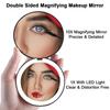 Mini Portable Folding Travel Mirror LED Light Makeup Mirror Compact Mirror 10X Magnification 2-sided Beauty Makeup Round Mirror