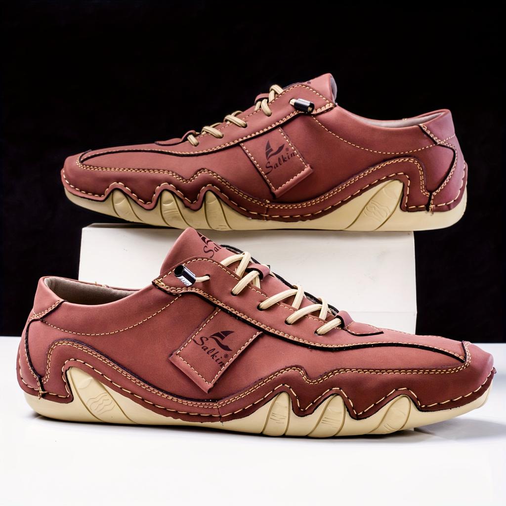 Новые повседневные кроссовки в стиле ретро с прострочкой, дышащие износостойкие нескользящие туфли на шнуровке для мужчин на открытом воздухе