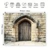 1 piece of ancient Jerusalem stone wall background - high-quality hanging cloth with retro arch and wooden door design