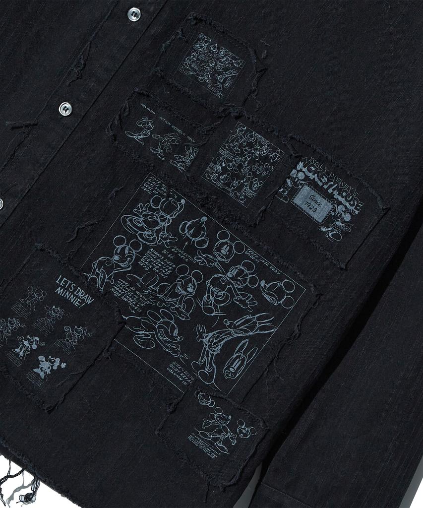 ULKIN [Disney] Oversized Patchwork Shirt_Black