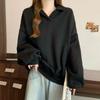 Navava Women Basic Loose Fit Collar Long Sleeve Sweatshirt Nt3063