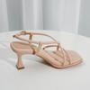 Fashion 2025 Summer New Simple Square Headed Thick Heel Slim Strap Sandals for Women Straight Toe Open Toe Sandals for Women