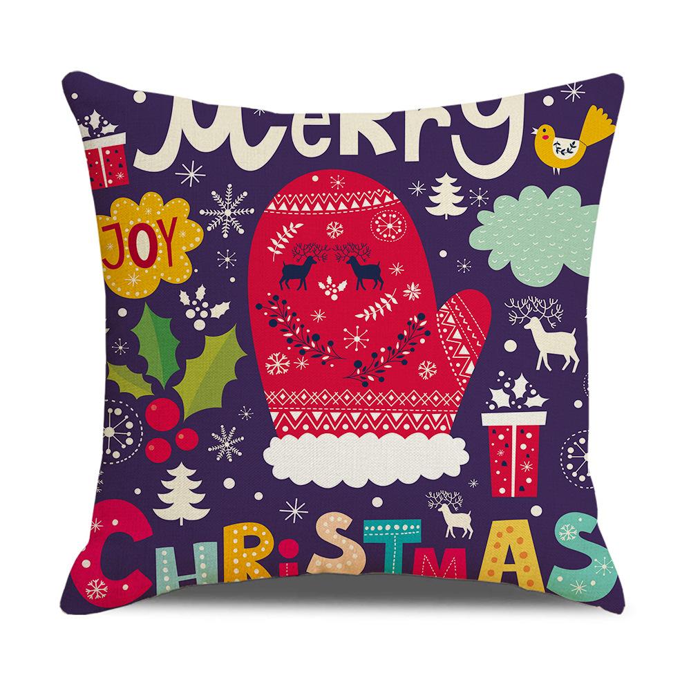 New Sofa Pillow Cover Santa Claus Cartoon Print Holiday Gift Home Soft Furnishing
