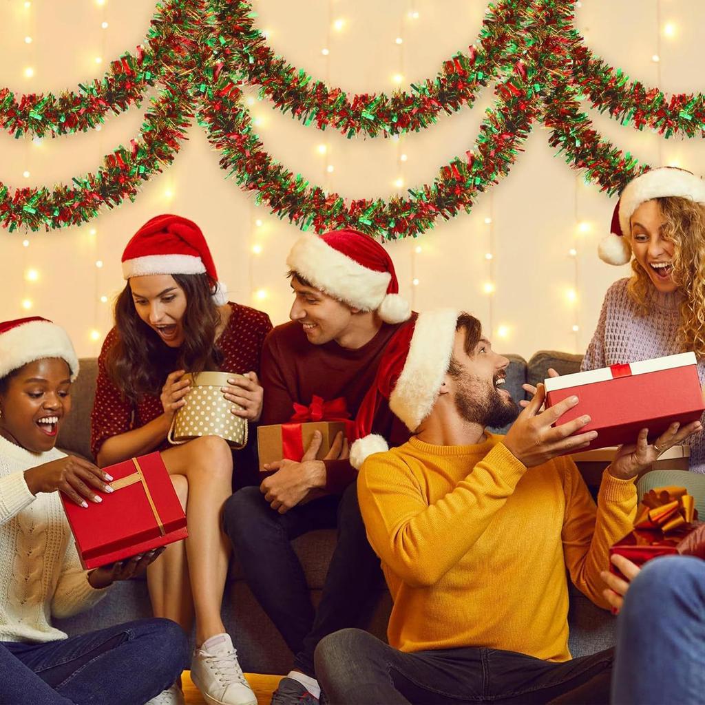 Рождественская мишура гирлянда Рождественская сверкающая мишура подвесной кулон Праздничная атмосфера для праздничных лестничных перил