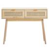 Rattan Console Table with 2 Storage Drawers Rattan Sliding Door Natural