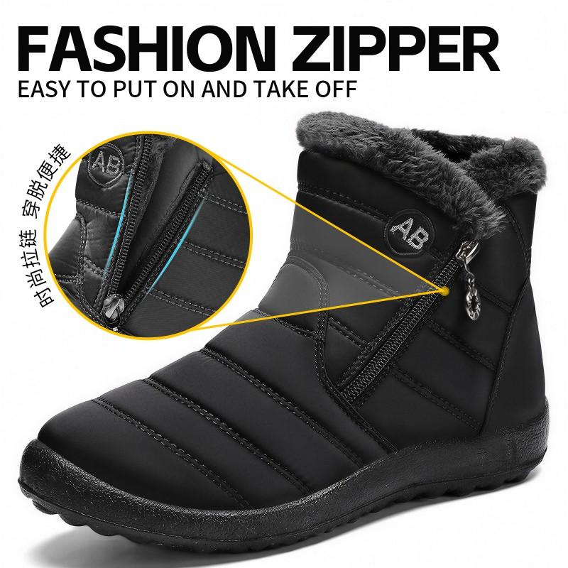 Womens Mens Winter High-Top Snow Boots Warm Non-Slip Couple Plus Size Cotton Shoes