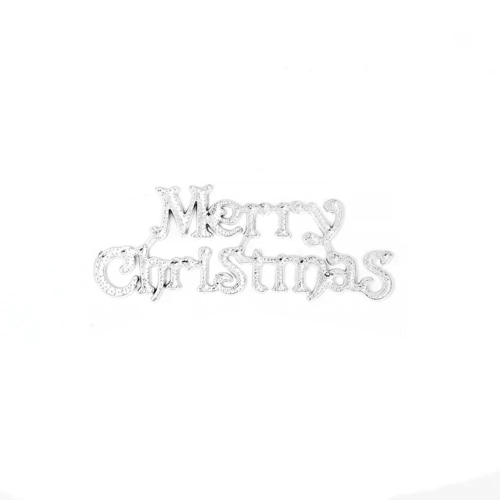 10Pcs Merry Christmas Sign Ornaments Happy New Year Gold Sliver Xmas Letter Pendant for Home Tree Door Hanging Drop Ornament