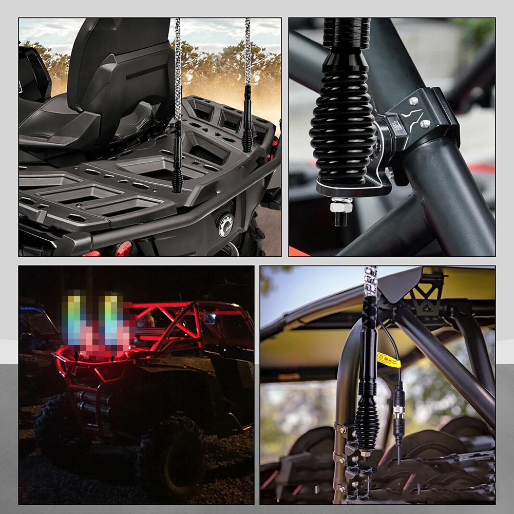 2 светодиодных спиральных хлыста на пружинном основании, монтажные основания для спиральных хлыстов на пружинном основании, подходят для UTV, ATV, лодок, внедорожников