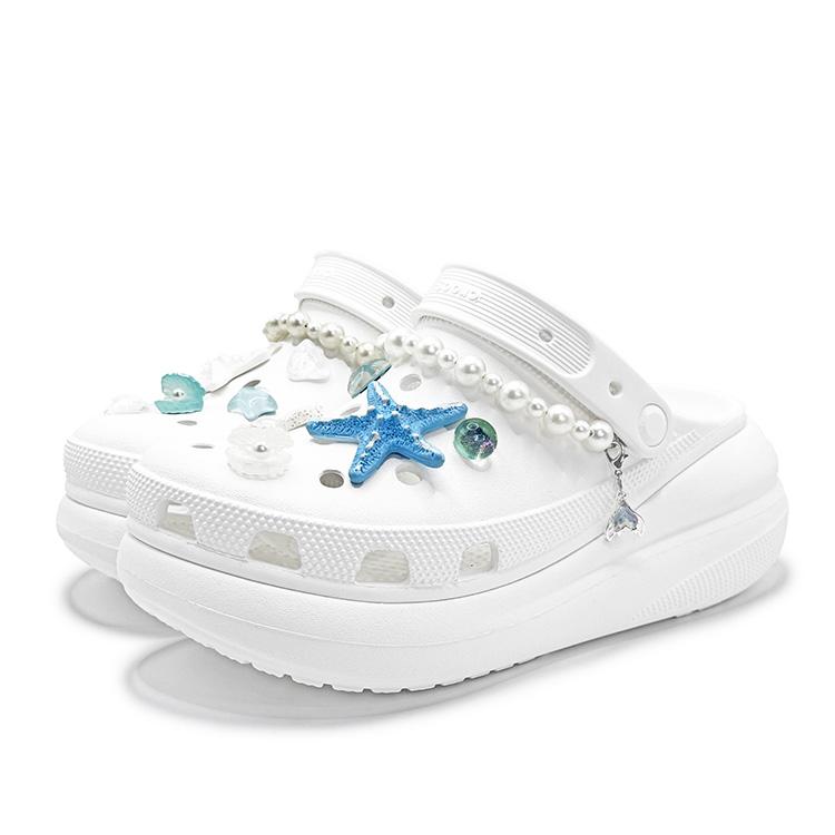 Crocs Сабо Crush EVA Пляжные Жемчужные Аксессуары Летняя Свежесть Подвеска Аксессуары Дырочные Туфли Унисекс Светло-голубой