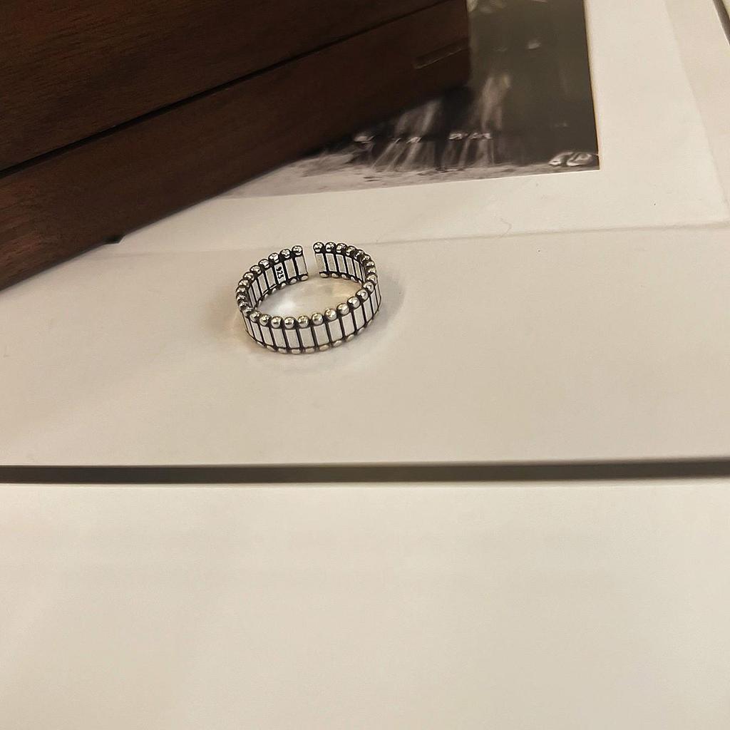 Кольцо в стиле ретро из серебра 925 пробы в корейском стиле — без выцветания, в стиле тяжелой промышленности для женщин