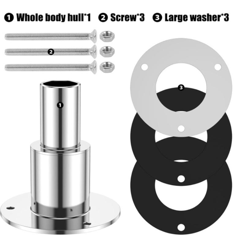 Marine Grade 24mm Straight Exhaust Pipe Kit Crafted of Stainless Steel Thru Wall Tube Pipe Socket Hardware with 3 Screws