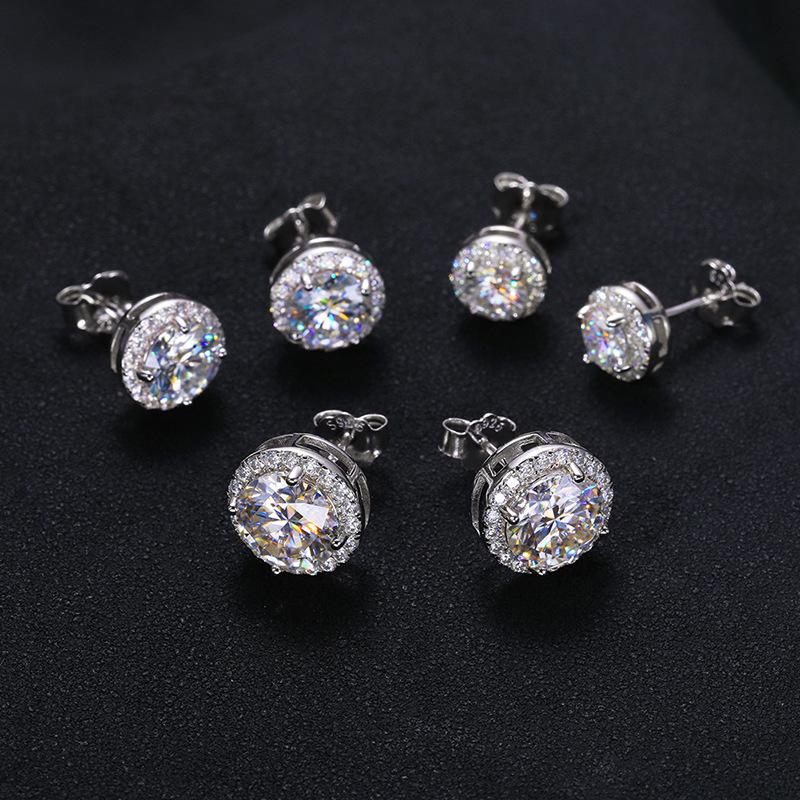 Fashion Stud Earrings 18K Gold Plated Sterling Silver 925 Hoop Earrings Gemstone Moissanite Piercing Men Women Tarnish Earrings