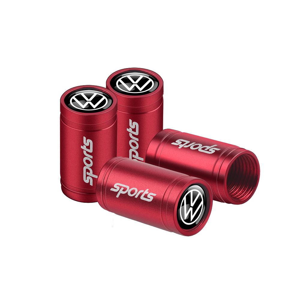 For VW R Golf 6 Jetta Bora Mk4 GTI GTD Tiguan Passat Touran Polo 4pcs Car Wheel Tire Valve Caps Stem Case With Logo Auto Styling