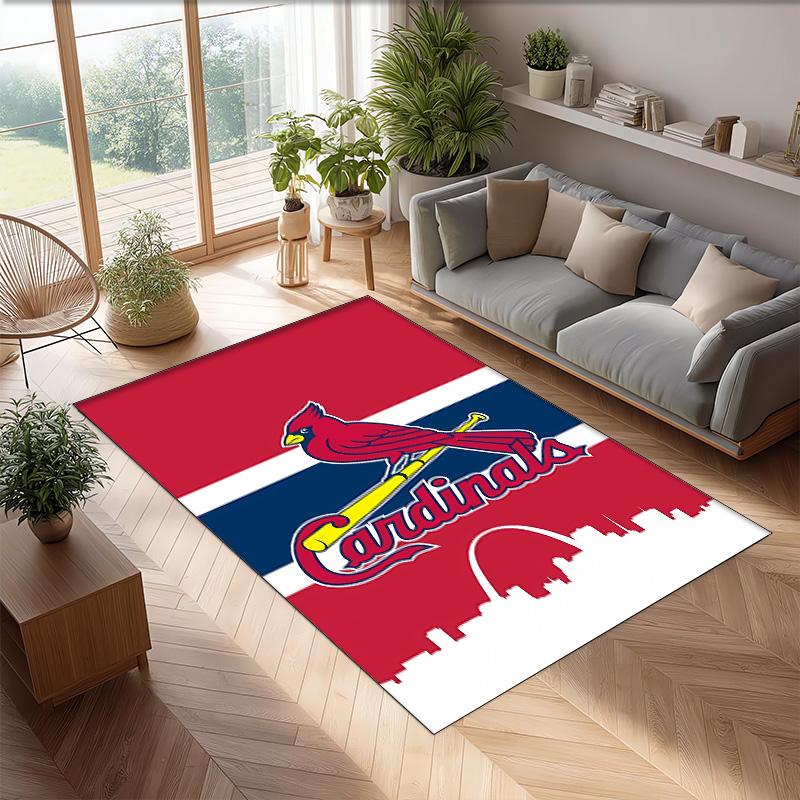 St Louis Baseball Printed Flannel Area Rug Non Slip Soft Polyester Floor Carpet Indoor Decor Mat for Bedroom Living Room Sofa