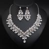Crystal Gemstone Transparent Necklace Earrings Set Wedding Dress Women'S Fashion Accessories