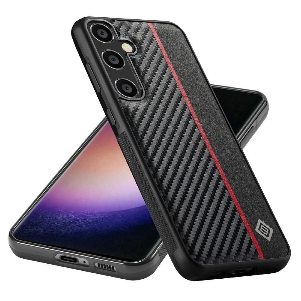 LC.IMEEKE For Samsung Galaxy S25 FE Case Carbon Fiber Texture Leather+TPU+EVA Phone Cover