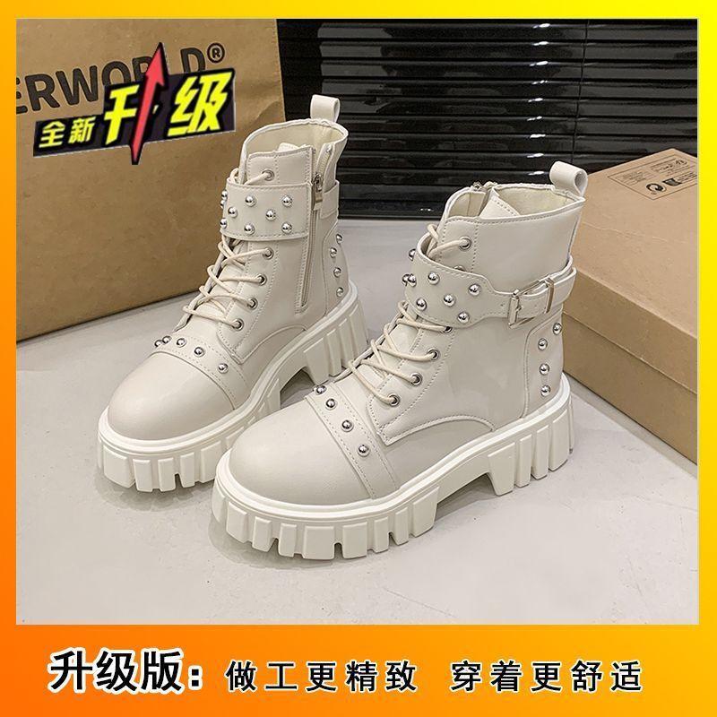 Универсальные ботинки-локомотивы модные ботинки Мартина женские 2025 осень и зима новые британские красивые на толстой подошве на танкетке короткие ботинки