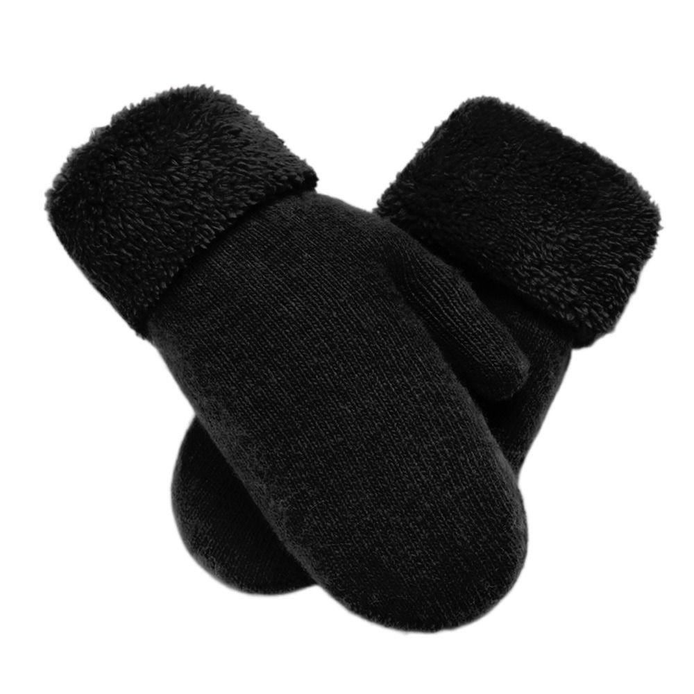 Двухслойные перчатки с закрытыми пальцами, вязаные из шерсти и кашемира, плюшевые варежки для холодной погоды на открытом воздухе