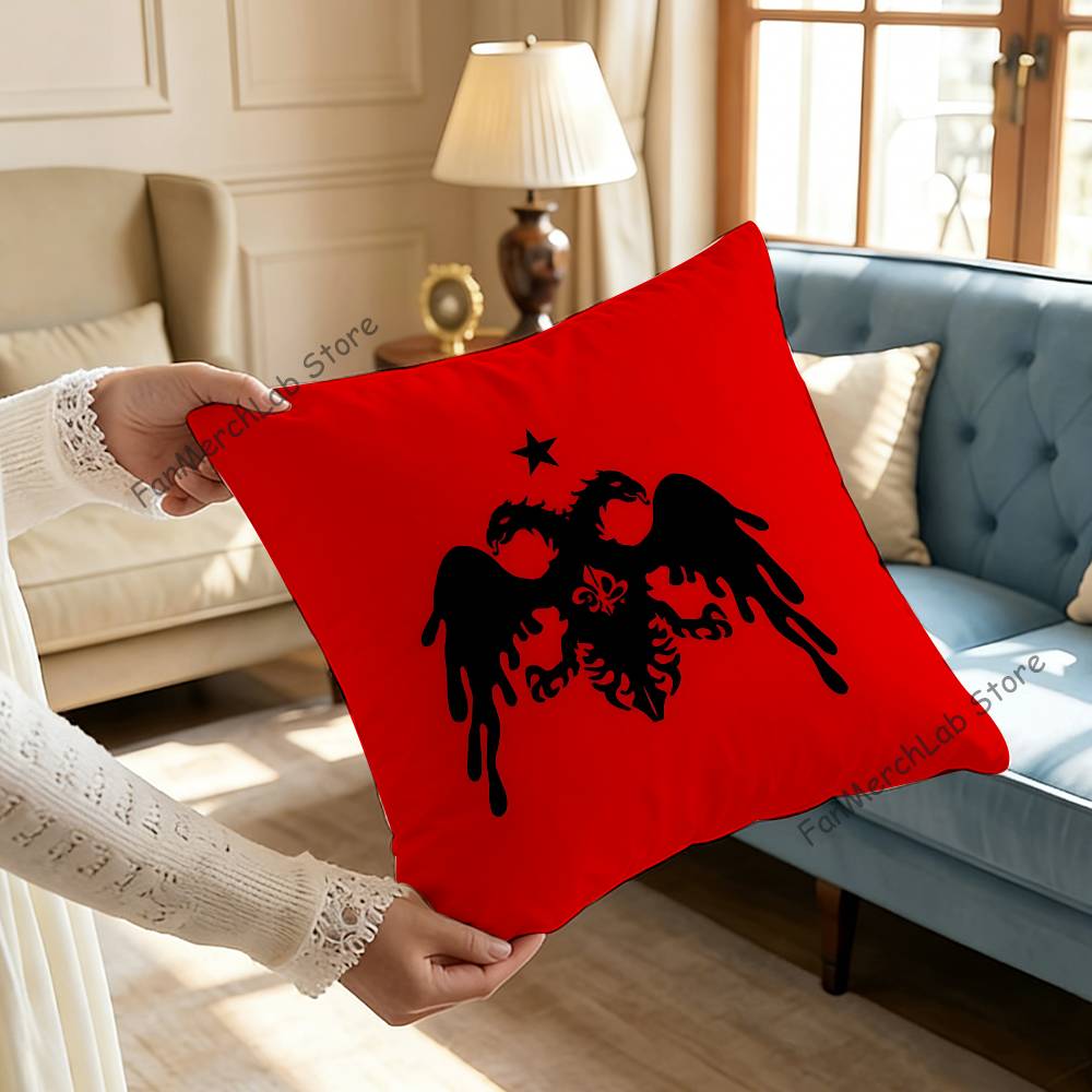Illyrian Albania Flag Logo Cushion For Bedroom Car Coffee Shop Room and Living Room Sofa Decorative Pillow Cover Case