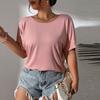 Летний повседневный свободный свободный укороченный топ с круглым вырезом и открытыми плечами. Женская шикарная футболка с коротким рукавом с эластичной резинкой на талии. Укороченный топ больших размеров.