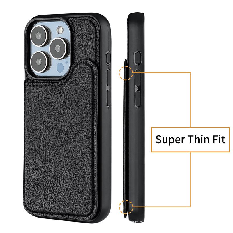 Магнитный кожаный чехол-книжка для iPhone 15 Pro Max со слотом для карт MagSafe
