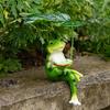 Garden Frog Ornament Resin Sitting Frog Figurine Planter Decor Frog Statue for Flower Pots Balcony Patio Home Indoor Decoration