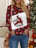 Топы для женщин 3D Рождественский принт Круглый вырез Длинный рукав Футболка Осень Повседневный Облегающий Пуловер Женский Топ с длинным рукавом