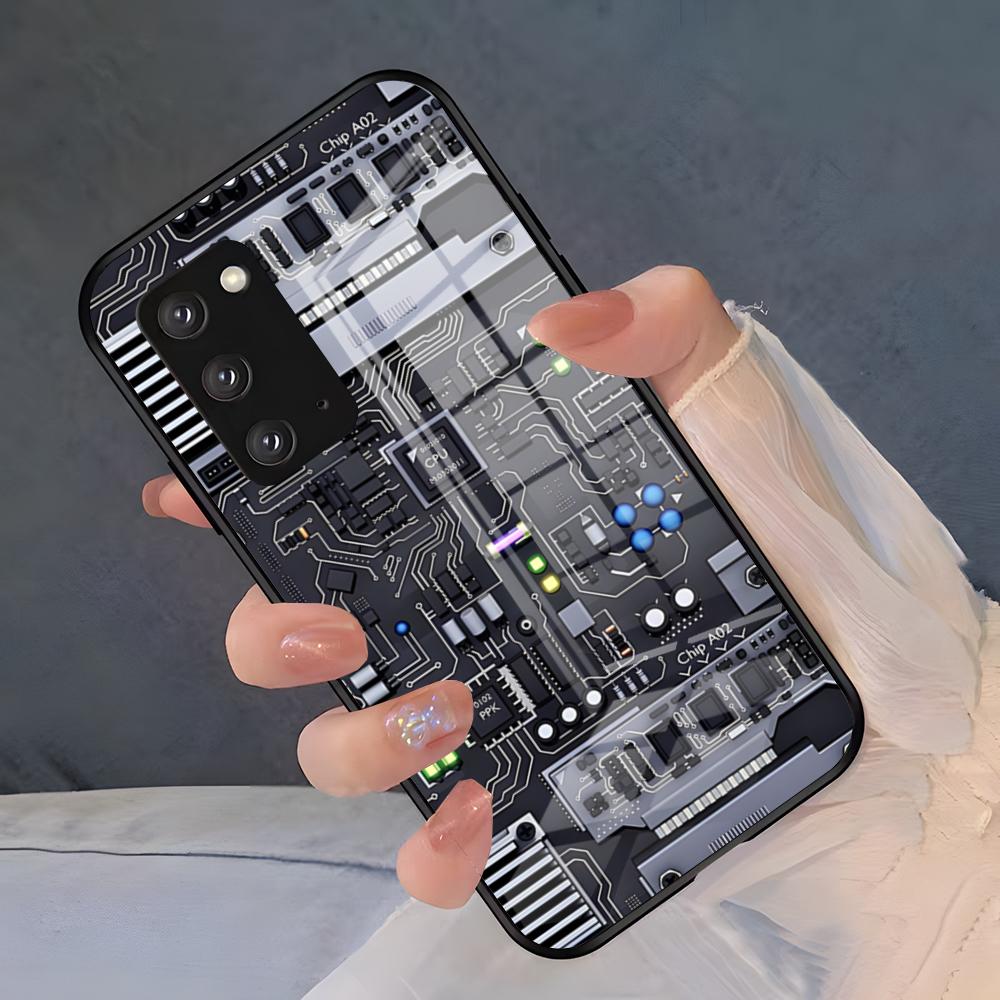 Креативный чехол для телефона с печатной платой для Samsung A25 A13 A33 5G A54 A36 A35 A56 A52 A14 Ударопрочная стеклянная крышка