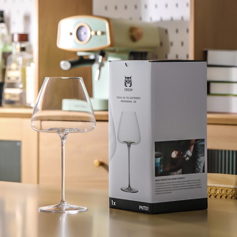 PNT01 CRISON Concave Bottom Handmade Red Wine Glass Ultra-Thin Crystal Burgundy Bordeaux Goblet Art Big Belly Tasting Cup