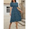 Elegant Summer Short Sleeve Fashion Floral Dress O Neck Women Loose Printed Casual Simple Aline Party Dresses Holiday Slim Fit Pleated Clothing