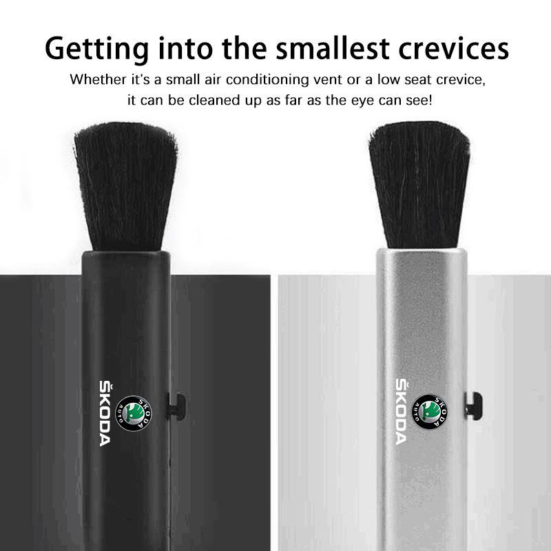 For Skoda Car Air Vent Cleaning Soft Brush Crevice Dusting Clean Tool Kodiaq Fabia Kamiq Karoq Octavia 2 3 Rapid Scala