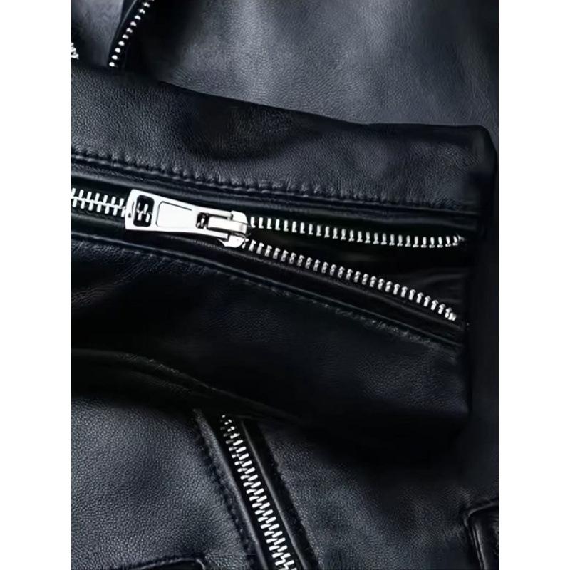 New Men's PU Leather Bike Jacket Slim Lapel Zipper Jacket Autumn Trend Men's Leather Jacket