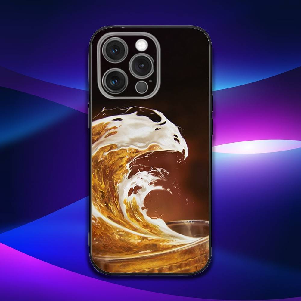 Чехол для телефона с принтом пива для iPhone 17,16,15,14,13,12,11,Pro,Max,Plus,X,XS,SE4,E,Mini, Мягкий черный чехол