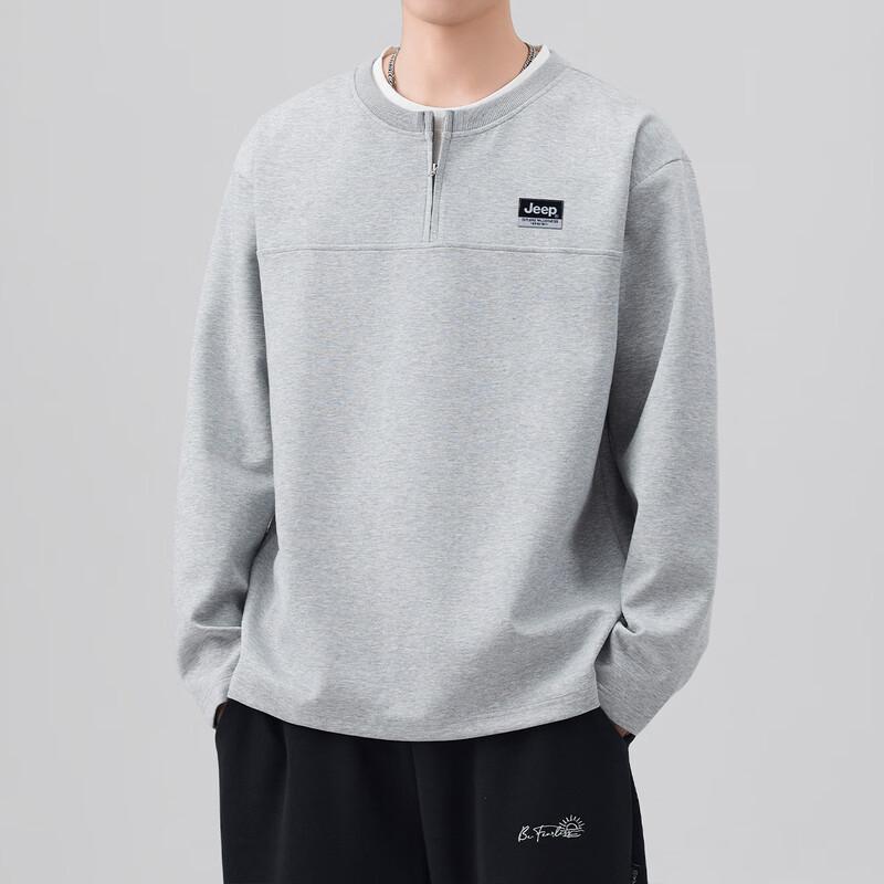 JEEP Men's Faux Two-Piece Half-Zip Pullover Sweatshirt