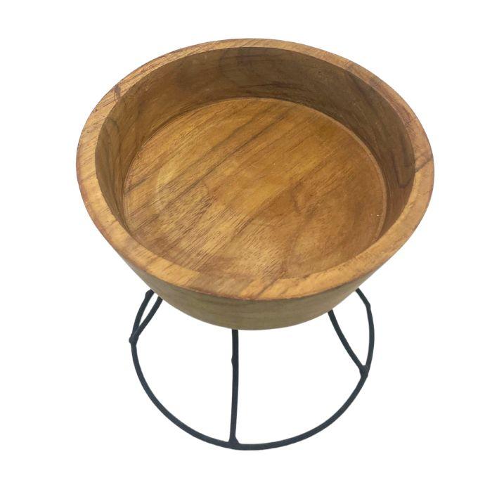 Teak Bowl On Metal Stands 15 cm