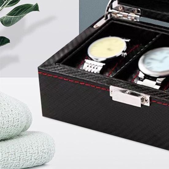 Watch Organizer Box with Glass Lid 3/5/6 Slots Men Women Watch Display Case Faux Leather Wristwatch Holder with Removable Pillows