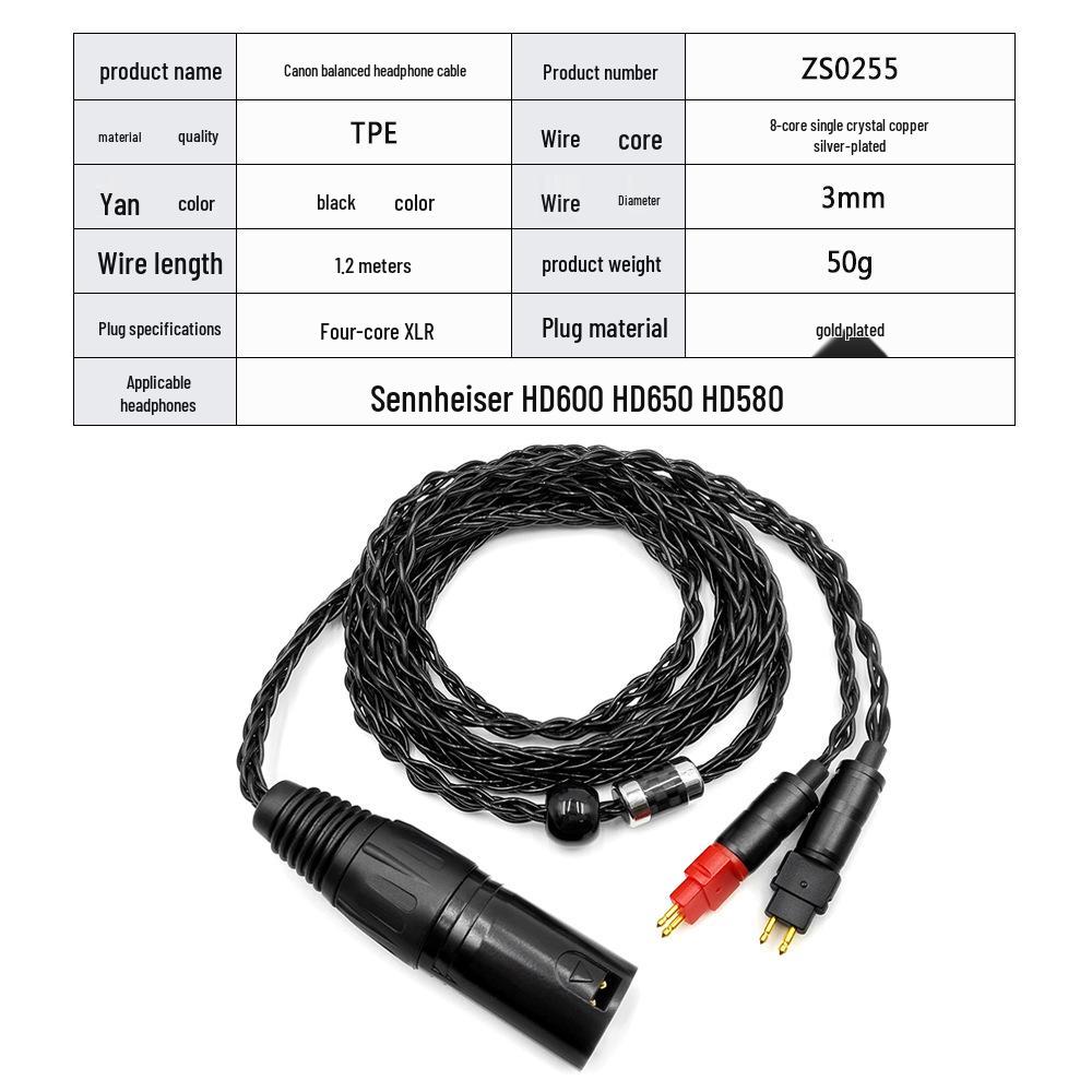Кабель для наушников Sennheiser HD600/HD650/HD580 XLR Посеребренный Сбалансированный Кабель-Улучшение