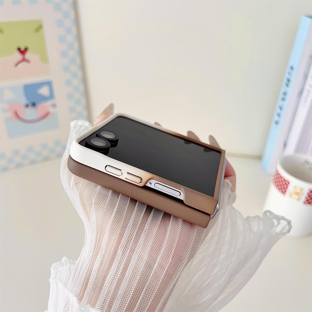 For Samsung Galaxy Z Flip7 5G Case Skin Touch Kickstand PC TPU Phone Cover with Ring Holder