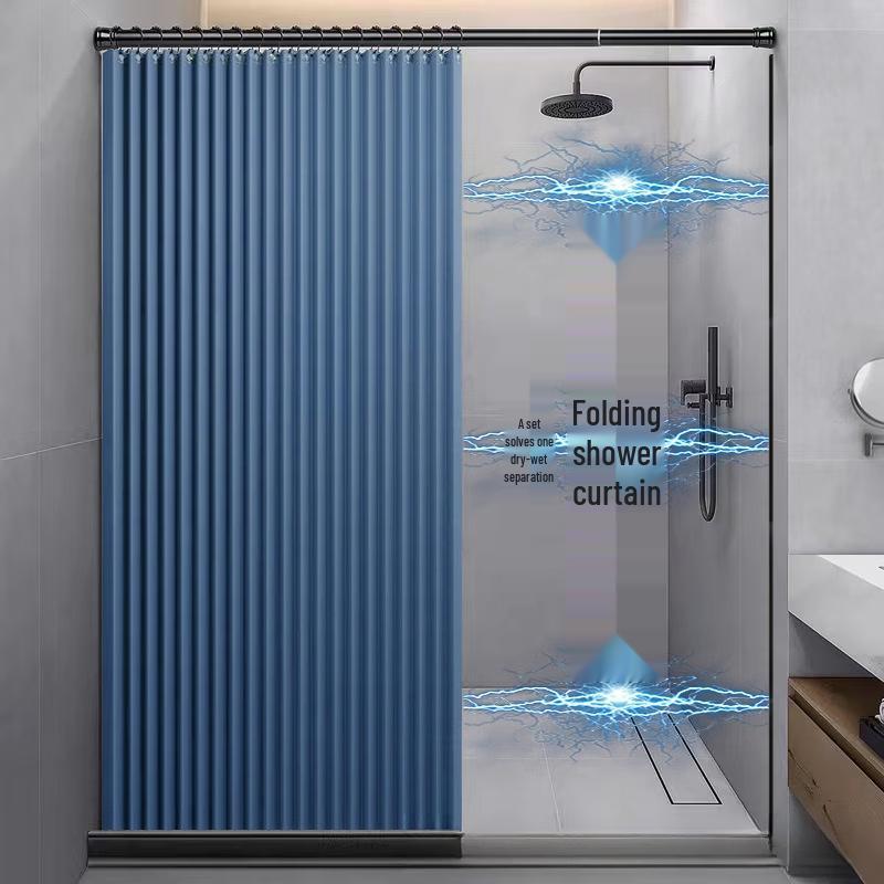 Handun Retractable Folding Shower Curtain Set