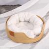 Pet Cushion Bed Hand Woven Soft Warm Breathable Wearable Round Cat Puppy Pad Bed for All Seasons M