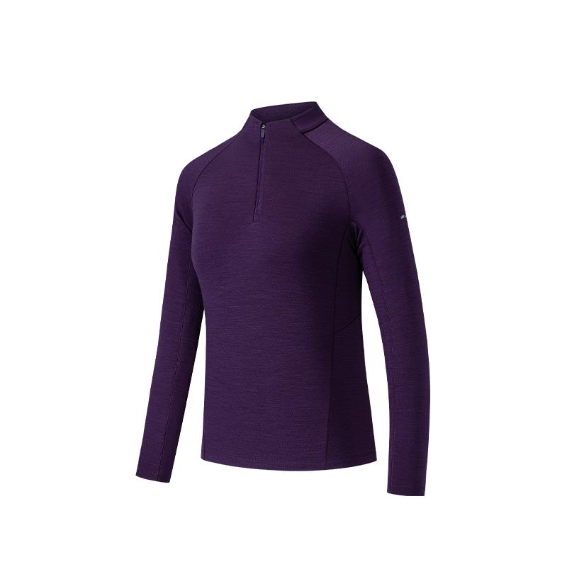 Anta Stand Collar Casual Fashion Versatile Solid Color Sports Long Sleeve Knit Top Women Tops 162540406-3