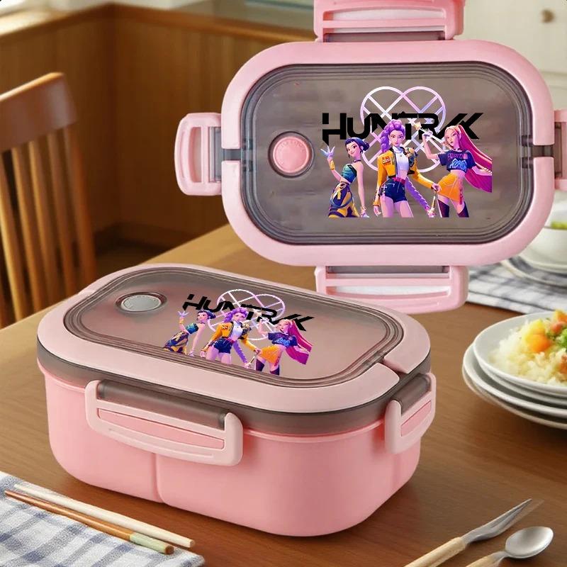 KPop Demon Hunters Portable Bento Lunch Boxs Girl Boy Compartment Fruit Food Boxs Microwave Lunch Box Picnic Fresh Box Gift